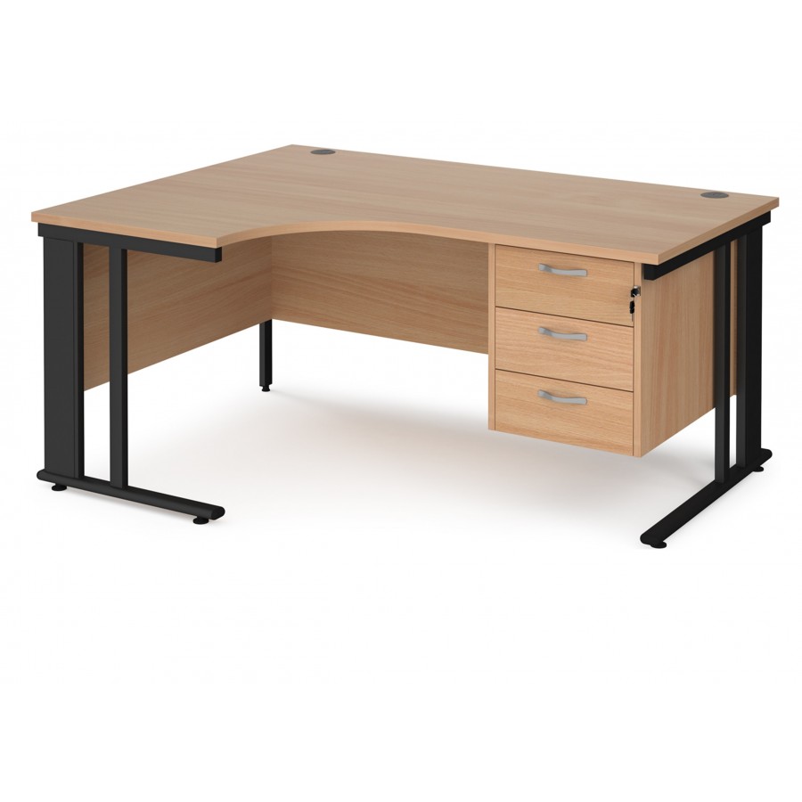 Maestro Cantilever Ergonomic Corner Desk with Fixed Pedestal